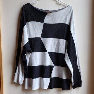 Belldini Black/White Colorblock Sweater Size 1X